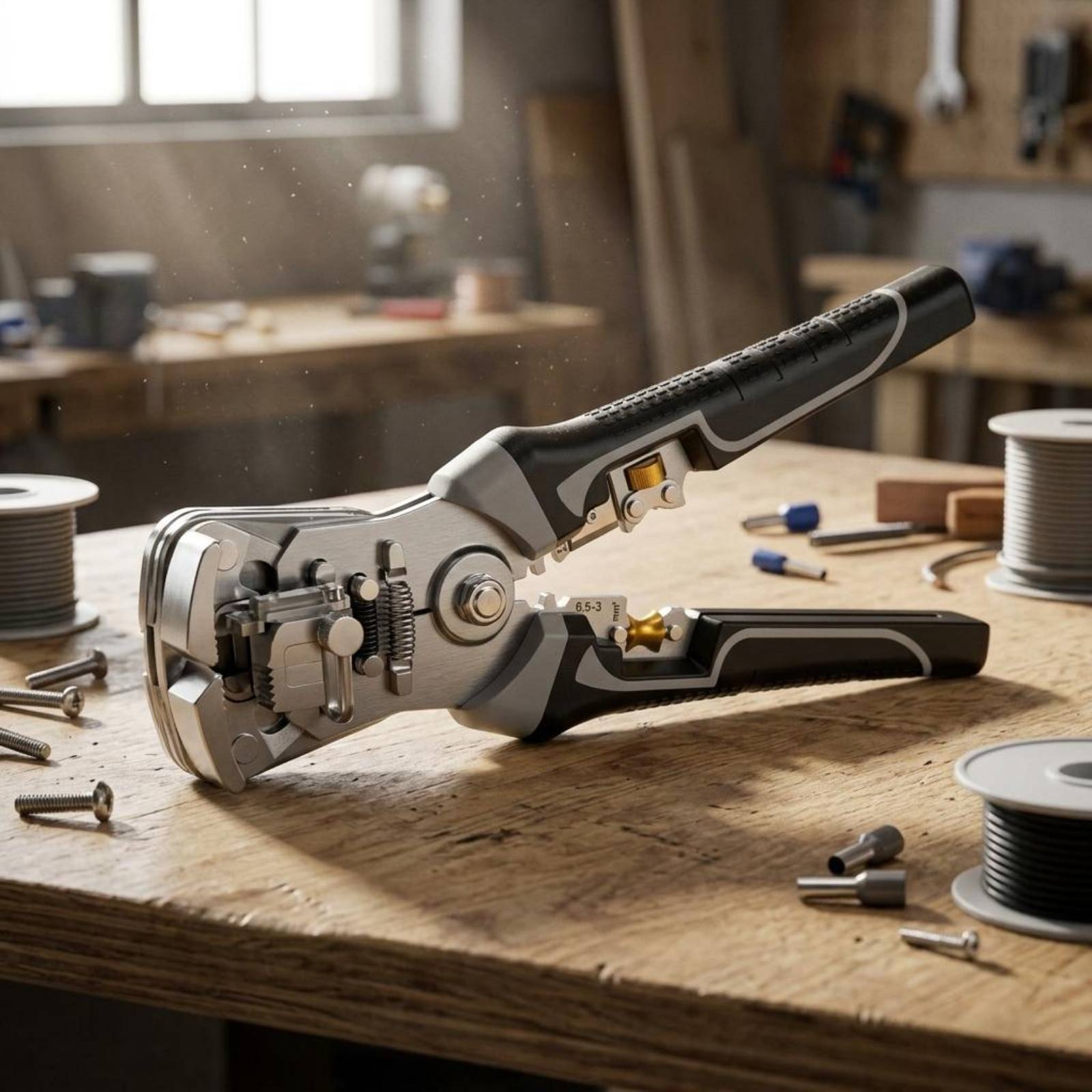 Power Tools Safety - Automatic Wire Stripper Ergonomic Handles Coil-Powered-Loaded